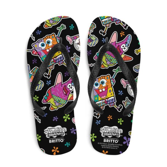 Spongebob Squarepants BRITTO Flip Flops 7/8 - Picture 1 of 5